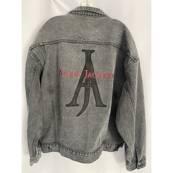 Vintage Alan Jackson Denim/Jean Jacket Adult XL Butterfield Stage Embroidered